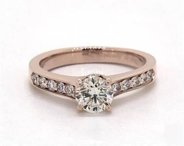 Elegant Cross Prong Pave .34ctw Engagement Ring in 14K Rose Gold 4mm Width Band (Setting Price)