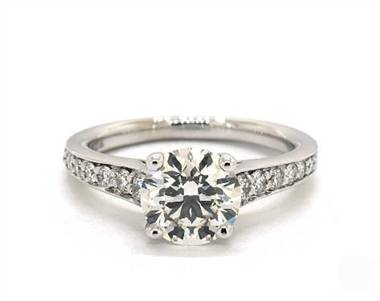 Elegant Graduated 18-Diamond Pave Engagement Ring in Platinum 2.10mm Width Band (Setting Price)