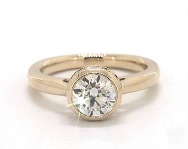 Elegant Pave Crown Bezel Engagement Ring in 14K Yellow Gold 2.30mm Width Band (Setting Price)