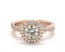 Elegant Pave Halo & Twisted Shank Engagement Ring in 14K Rose Gold 3.10mm Width Band (Setting Price) | James Allen