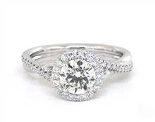 Elegant Pave Halo & Twisted Shank Engagement Ring in 14K White Gold 3.10mm Width Band (Setting Price) | James Allen
