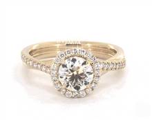 Elegant Pave Halo & Twisted Shank Engagement Ring in 14K Yellow Gold 3.10mm Width Band (Setting Price) | James Allen