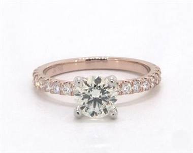 Elegant Side-Stone Split-Prong Engagement Ring in 14K Rose Gold 4mm Width Band (Setting Price)