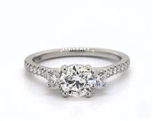 Elegant Three-Stone Pave-Shank Engagement Ring in 14K White Gold 1.80mm Width Band (Setting Price) | James Allen