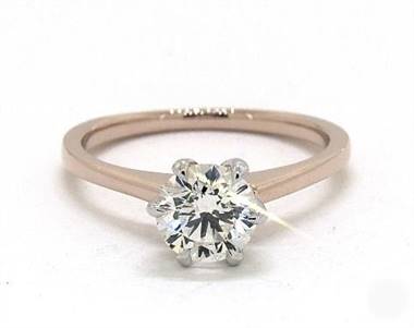 Elegant & Timeless 6-Prong Engagement Ring in 14K Rose Gold 4mm Width Band (Setting Price)
