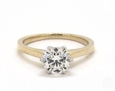 Elegant & Timeless 6-Prong Engagement Ring in 18K Yellow Gold 4mm Width Band (Setting Price)