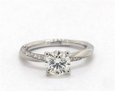 Elegant Twisted Pave Engagement Ring in Platinum 2.20mm Width Band (Setting Price)