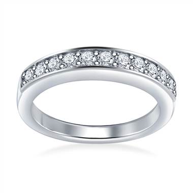 Embellished Pave Set Round Diamond Band in 14K White Gold (0.33 cttw.)