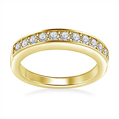 Embellished Pave Set Round Diamond Band in 14K Yellow Gold (0.33 cttw.)
