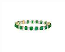 Emerald and Diamond Baguette Bracelet In 18k Yellow Gold | Blue Nile