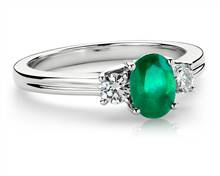 Emerald and Diamond Ring In 18k White Gold (7X5mm) | Blue Nile