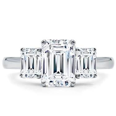 Emerald Cut 3 Stone Engagement Ring Setting