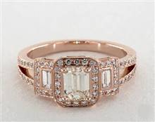 Emerald-Cut-3-Stone Split Shank Engagement Ring in 14K Rose Gold 4mm Width Band (Setting Price) | James Allen