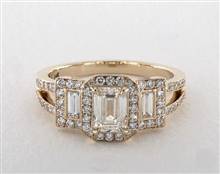 Emerald-Cut-3-Stone Split Shank Engagement Ring in 14K Yellow Gold 4mm Width Band (Setting Price) | James Allen