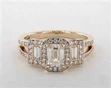 Emerald-Cut-3-Stone Split Shank Engagement Ring in 18K Yellow Gold 4mm Width Band (Setting Price) | James Allen