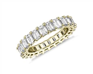 Emerald Cut Diamond Eternity Ring In 14k Yellow Gold (4 ct. tw.) & Blue ...