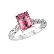 Emerald Cut Pink Tourmaline and Diamond Ring in 18k White Gold | Blue Nile