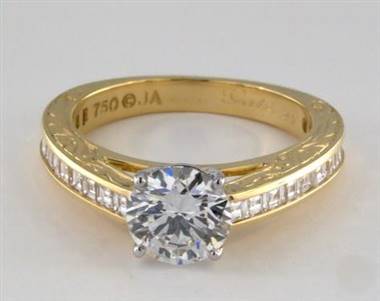 Engraved Carre Diamond Channel .60ctw Engagement Ring in 4mm 14K Yellow Gold (Setting Price)