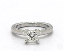 Etched Profile Solitaire Engagement Ring in 14K White Gold 2.40mm Width Band (Setting Price) | James Allen