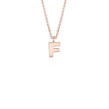 "F" Mini Initial Pendant in 14k Rose Gold