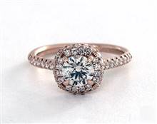 Falling Edge Cushion Halo Pave .32ctw Engagement Ring in 14K Rose Gold 1.80mm Width Band (Setting Price) | James Allen