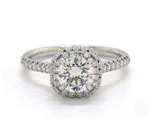 Falling Edge Cushion Halo Pave .32ctw Engagement Ring in 14K White Gold 1.80mm Width Band (Setting Price) | James Allen