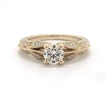 Falling Leaf Vintage Engagement Ring in 14K Yellow Gold 2.00mm Width Band (Setting Price) | James Allen