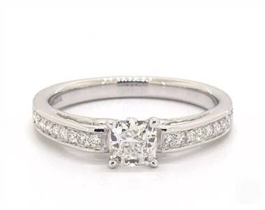 Femine Scroll-Design Vintage Pave Engagement Ring in 14K White Gold 3.00mm Width Band (Setting Price)