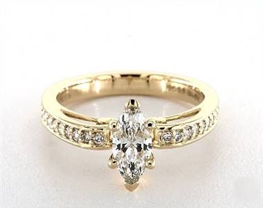 Femine Scroll-Design Vintage Pave Engagement Ring in 18K Yellow Gold 3.00mm Width Band (Setting Price)