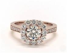 Fiery Grande Halo, Pave .74ctw Engagement Ring in 14K Rose Gold 4mm Width Band (Setting Price) | James Allen