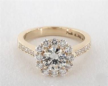 Fiery Grande Halo, Pave .74ctw Engagement Ring in 18K Yellow Gold 4mm Width Band (Setting Price)