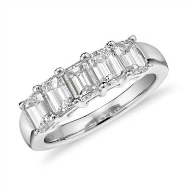 Five Stone Emerald Cut Diamond Ring in 18k White Gold (2 ct. tw.)