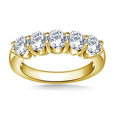 Five Stone Prong Set Round Diamond Band in 14K Yellow Gold (2 1/4 cttw.)