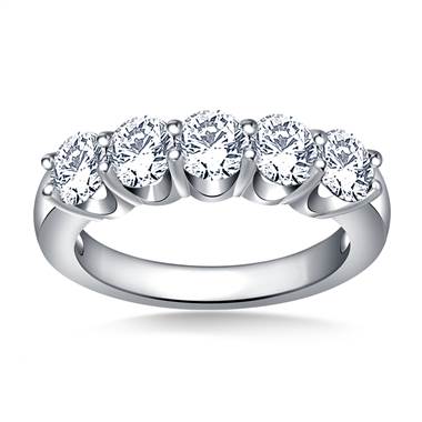 Five Stone Prong Set Round Diamond Band in Platinum (2 1/4 cttw.)