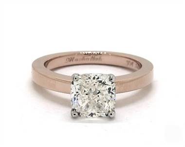 Flat-Edge Sleek Solitaire Engagement Ring in 14K Rose Gold 2.40mm Width Band (Setting Price)