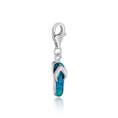 Flip Flop Charm with Opal in Sterling Silver