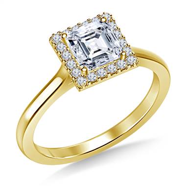 Floating Diamond Halo Engagement Ring in 18K Yellow Gold