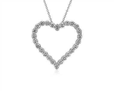 Floating Diamond Heart Pendant Necklace In 14k White Gold (2 ct. tw.)