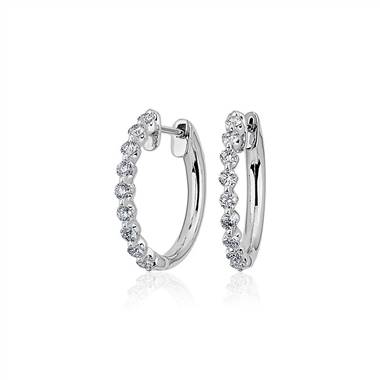 Floating Diamond Hoop Earrings in 14k White Gold (1/2 ct. tw)