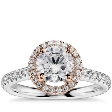 Floating Halo Diamond Engagement Ring in 14k White and Rose Gold (1/3 ct. tw.)