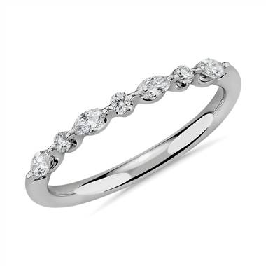 Floating Marquise and Round Diamond Anniversary Ring in 14k White Gold (1/4 ct. tw.)