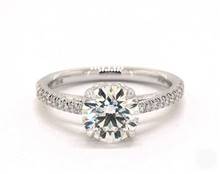 Floral Basket Tapered Pave Engagement Ring in 18K White Gold 4mm Width Band (Setting Price) | James Allen