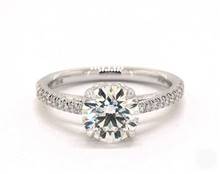 Floral Basket Tapered Pave Engagement Ring in Platinum 4mm Width Band (Setting Price) | James Allen