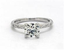 Floral Blossom & Pave Notes Engagement Ring in 14K White Gold 4mm Width Band (Setting Price) | James Allen