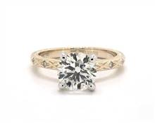 Floral Blossom & Pave Notes Engagement Ring in 14K Yellow Gold 4mm Width Band (Setting Price) | James Allen