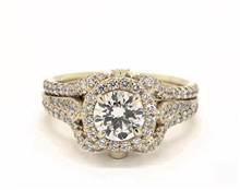 Floral Pave Halo .71ctw Engagement Ring in 18K Yellow Gold 4mm Width Band (Setting Price) | James Allen