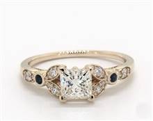 Floral-Side-Stone & Sapphire Accent Engagement Ring in 14K Yellow Gold 2.20mm Width Band (Setting Price) | James Allen