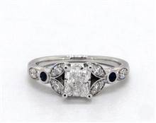 Floral-Side-Stone & Sapphire Accent Engagement Ring in 18K White Gold 2.20mm Width Band (Setting Price) | James Allen