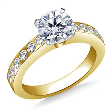 Flush Set Diamond Engagement Ring In 14K Yellow Gold (1/3 cttw)