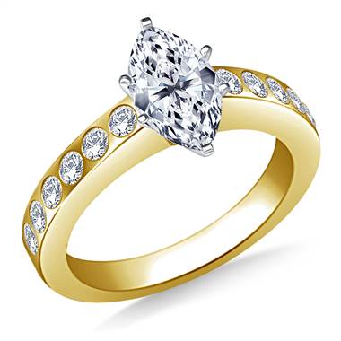Flush Set Diamond Engagement Ring In 18K Yellow Gold (1/3 cttw)